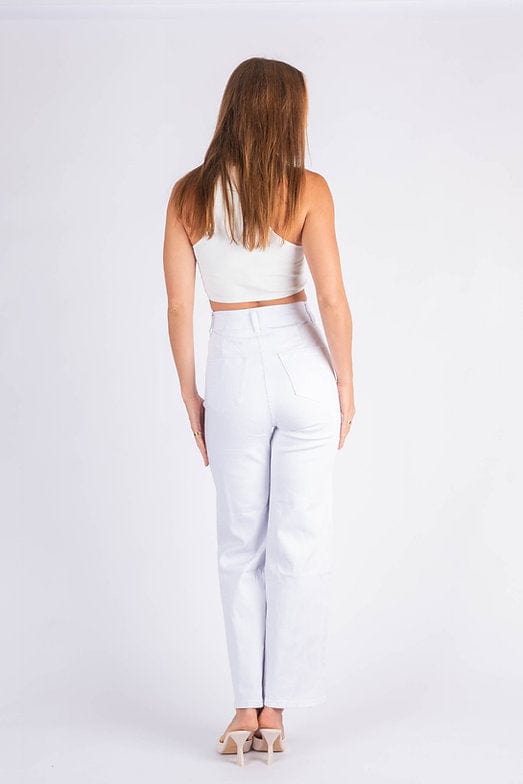 Wakee Denim Flare Wide Leg Ladies Jean - Pure White 7096