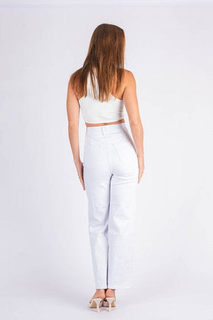 Wakee Denim Flare Wide Leg Ladies Jean - Pure White 7096