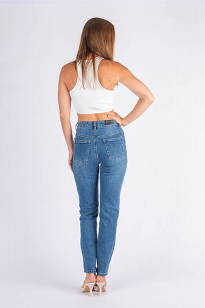 Wakee Denim Straight Leg Jean Wakee Denim Jean Straight Leg Stretch High Rise - Blue Heaven