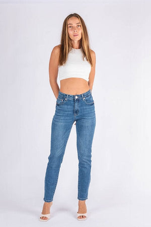 Wakee Denim Straight Leg Jean Wakee Denim Jean Straight Leg Stretch High Rise - Blue Heaven