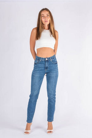 
                
                    Load image into Gallery viewer, Wakee Denim Straight Leg Jean Wakee Denim Jean Straight Leg Stretch High Rise - Blue Heaven
                
            
