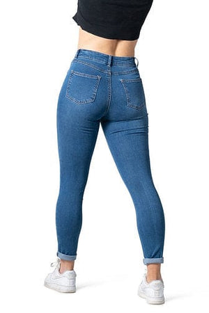 Wakee Denim Stretch Jean Ripped Knee Skinny - Blue - The Zebra Effect